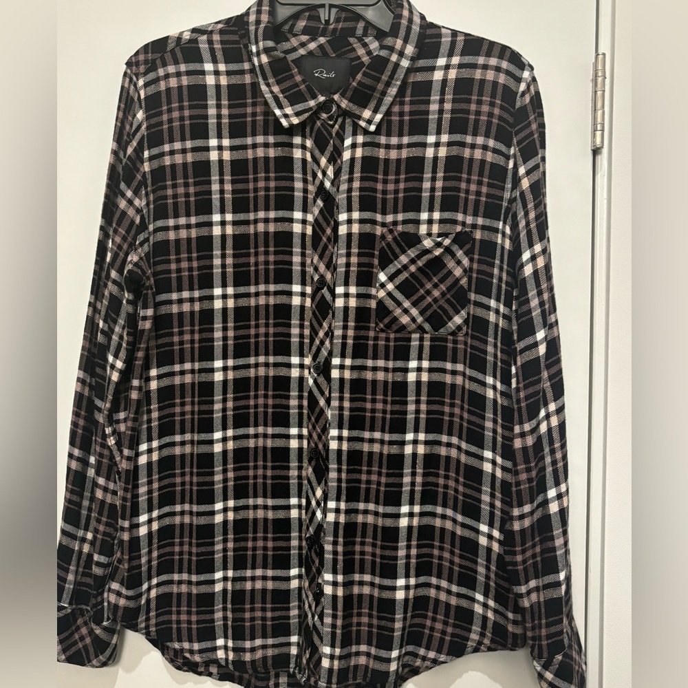 RAILS Hunter Button-Down in Midnight Blush/Ivory, Size Large